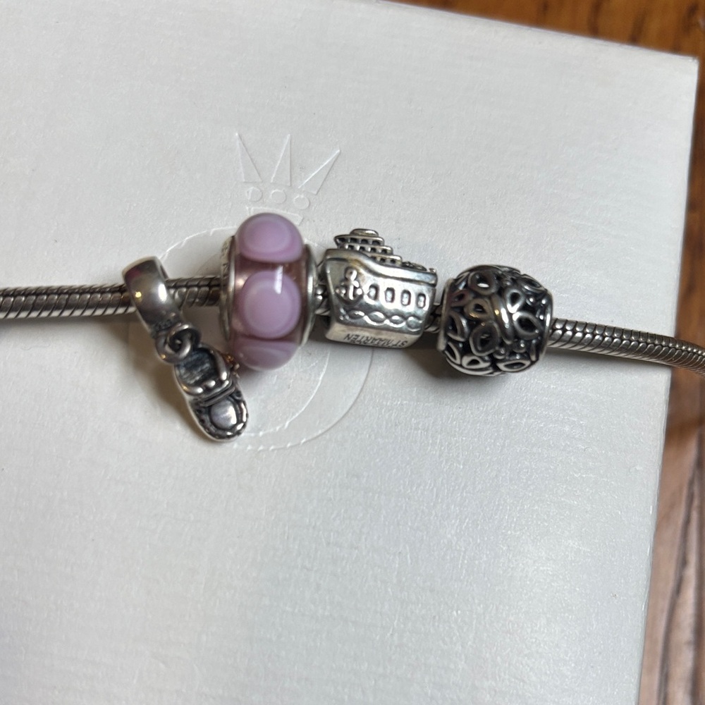 Pandora Silver necklace with 13 Beads length is 15.8 in (40 cm) - Picture 4 of 5